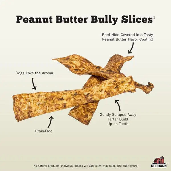 Redbarn Pet Products Natural Bully Slices Peanut Butter Flavor Dog Treat Redbarn