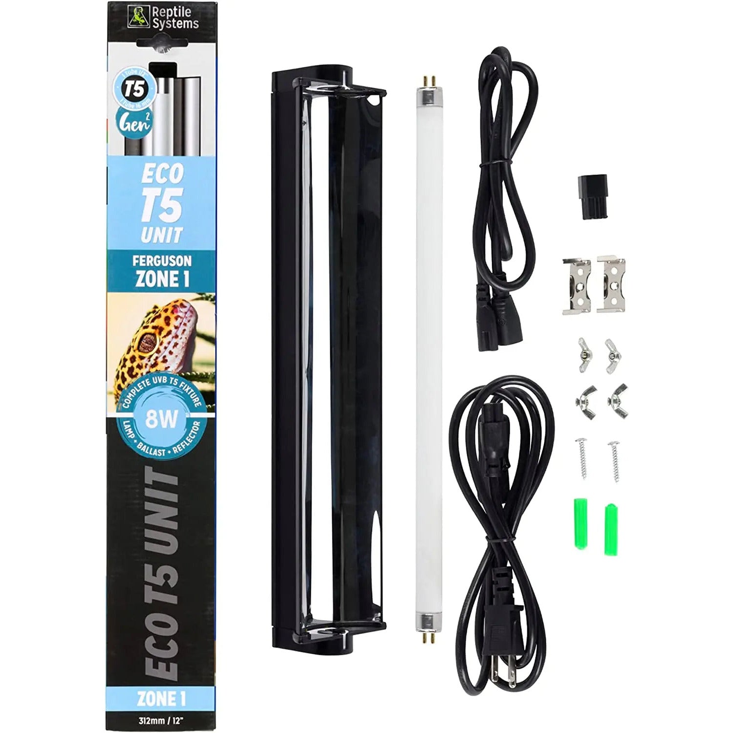 Reptile Systems Full Spectrum UVA & UVB Amphibian & Reptile Lighting T5 Light Fixture Zone 1 Lamp 2.4% Reptile Systems