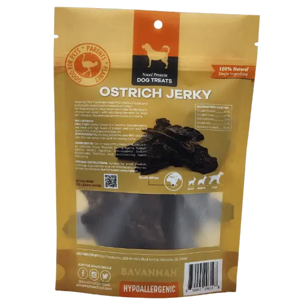 Savannah - Tasty Ostrich Jerky. Protein & Iron-rich, Natural Dog Chew Treat Savannah Pet Food