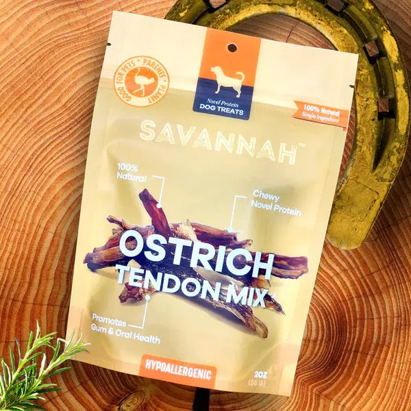 Savannah Chewy Ostrich Tendon Mix. Long-lasting, Natural Dog Chew Treat Savannah Pet Food