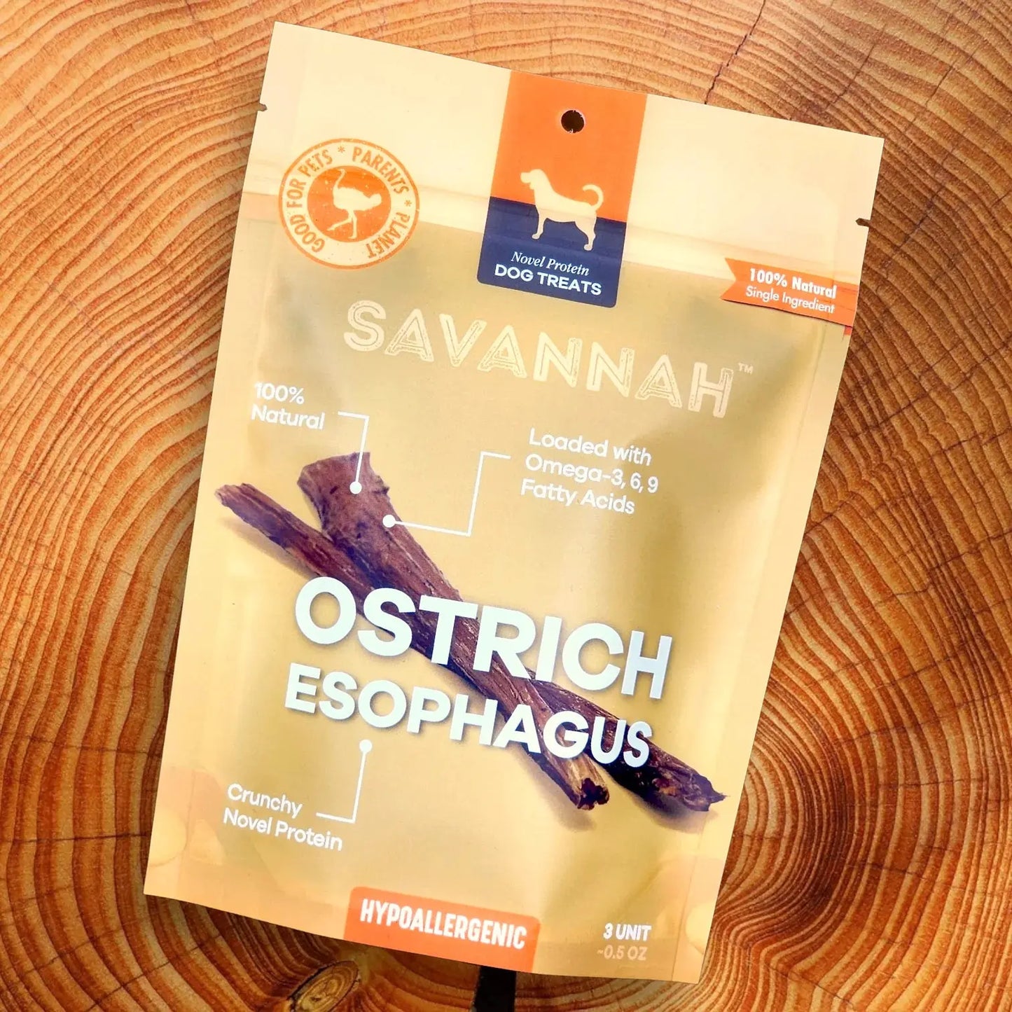 Savannah Crunchy Ostrich Esophagus Cuts. Light-weight, Natural Dog Chew Treat Savannah Pet Food