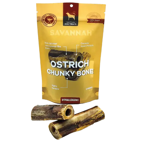 Savannah Splinter-Free Ostrich Chunky Bones. Long-lasting, Natural Dog Gnaw Treat Savannah Pet Food