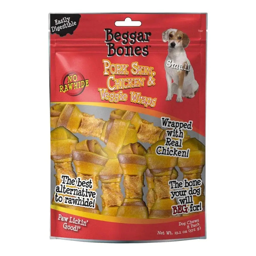 Savory Prime Beggar Bones Pork Skin, Chicken & Veggie Wraps Dog Treats Savory Prime CPD