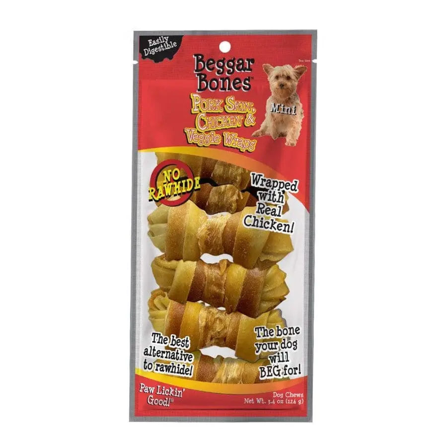 Savory Prime Beggar Bones Pork Skin, Chicken & Veggie Wraps Dog Treats Savory Prime CPD