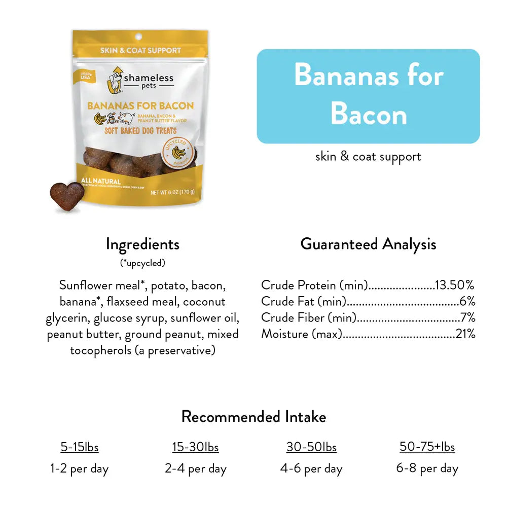 Shameless Pets Bananas For Bacon Soft Baked Dog Treats Shameless Pets