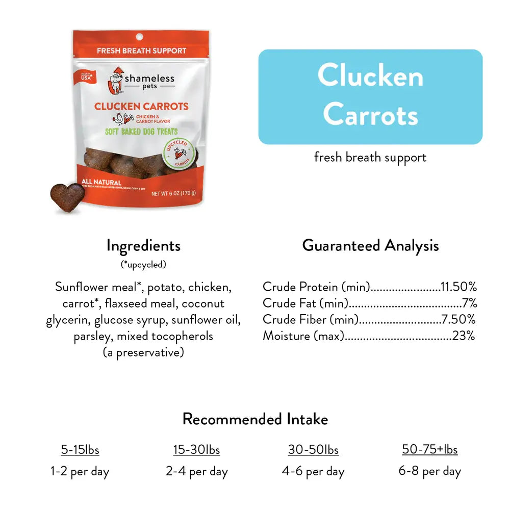 Shameless Pets Clucken Carrots Soft Baked Dog Treats Shameless Pets