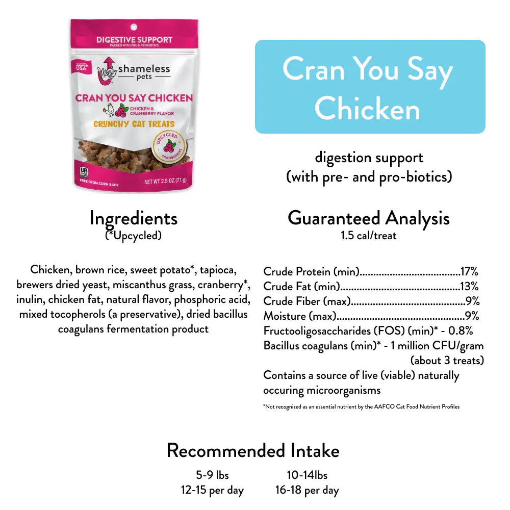 Shameless Pets Cran U Say Chicken Crunchy Cat Treats Shameless Pets