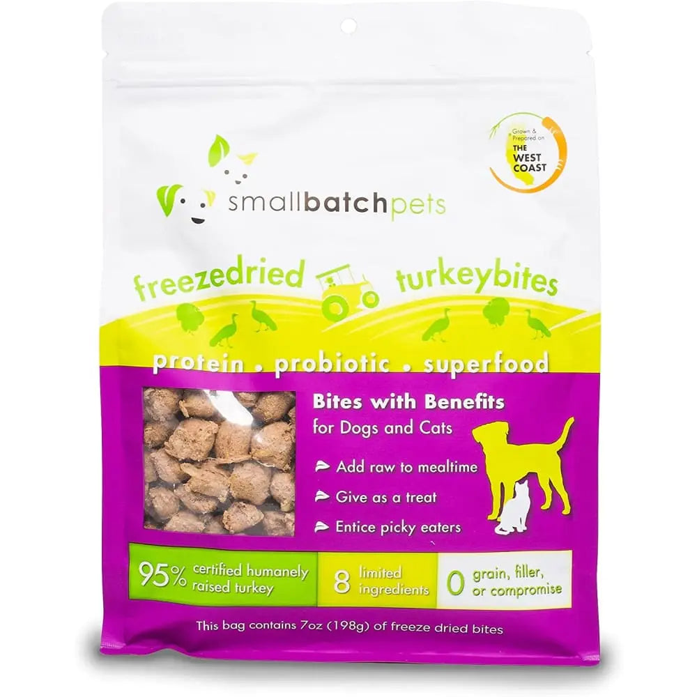 Smallbatch Pets Freeze-Dried Turkey Bites for Dogs & Cats, 7 oz, Smallbatch Pets