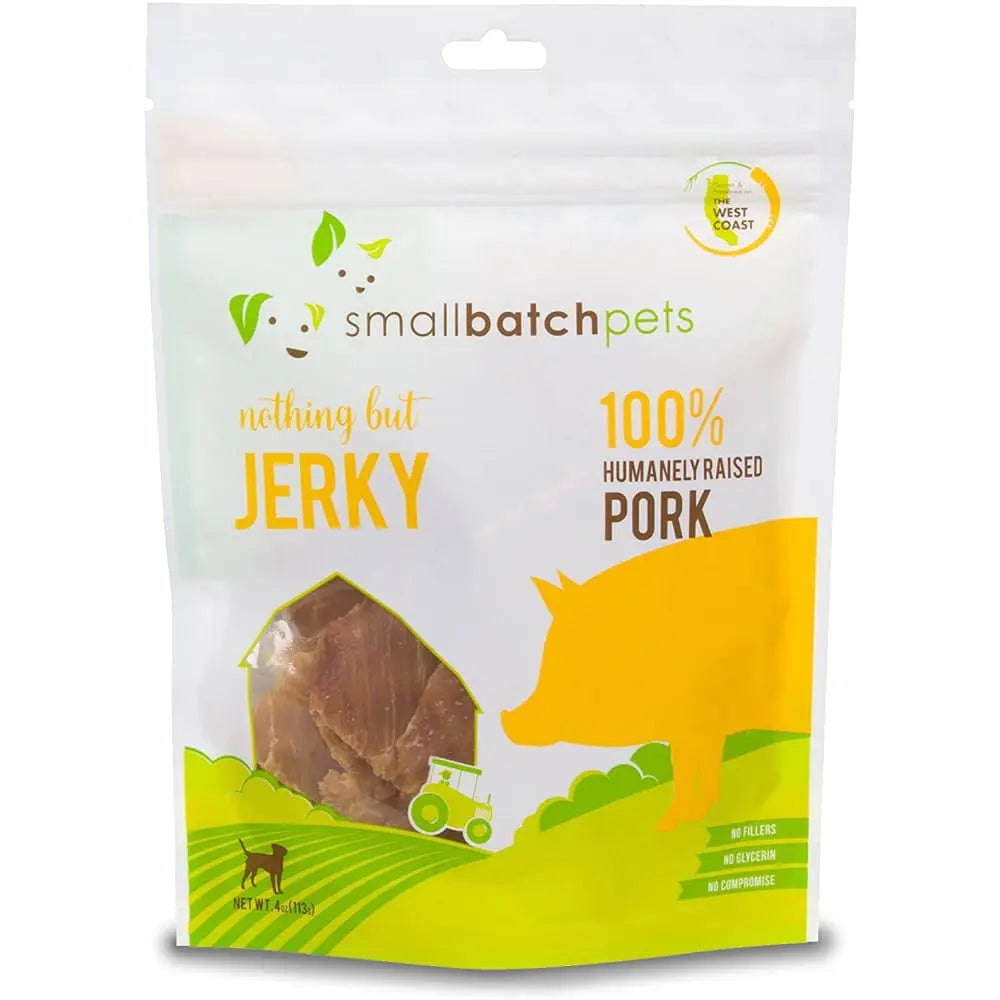 Smallbatch Pets Premium Pork Jerky Treat for Dogs and Cats, 4 oz Smallbatch Pets