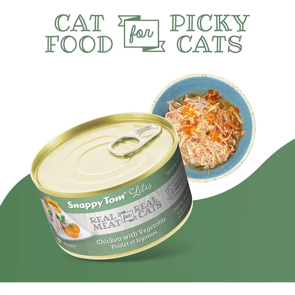 Snappy Tom Lites Chicken with Vegetables Canned Cat Food 24/3oz Snappy Tom