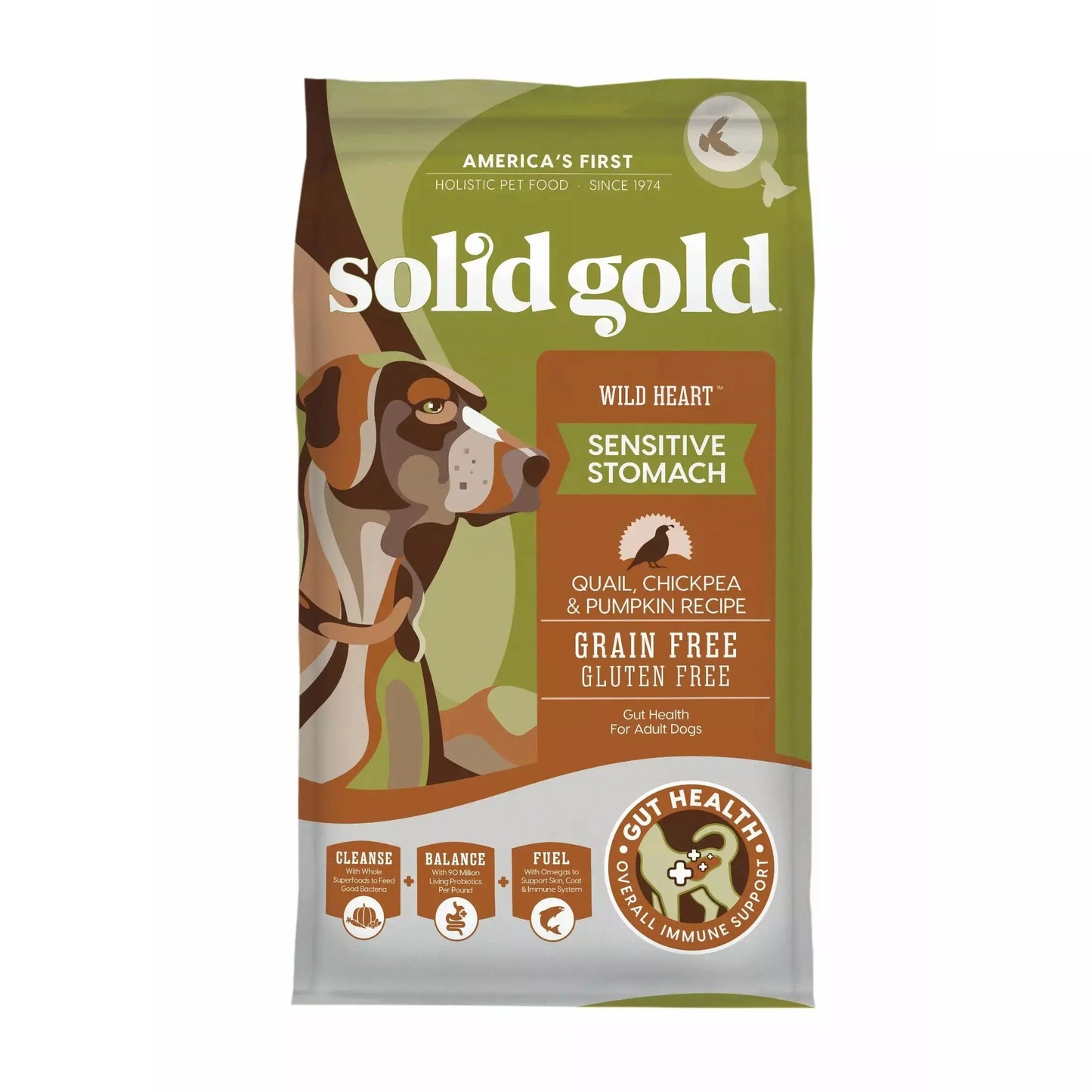 Solid Gold Pet Wild Heart Grain Free Quail Chickpeas & Pumpkin Recipe Dog Food 24 Lbs Solid Gold