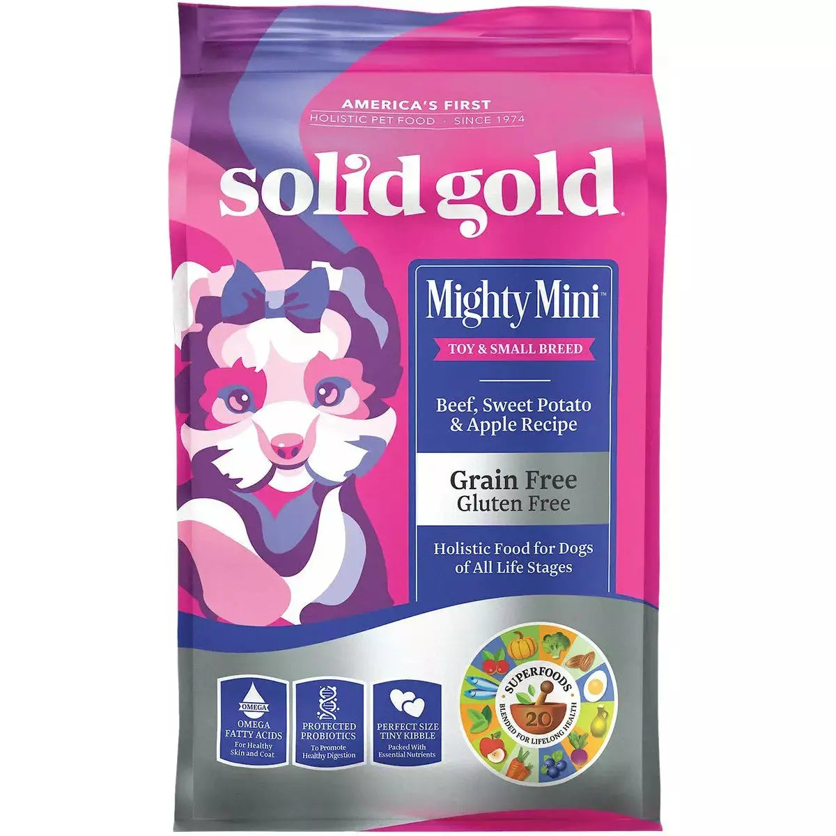 Solid Gold® Mighty Mini Grain Free Beef, Sweet Potato & Apple Recipe Toy & Small Breed Dog Food Solid Gold