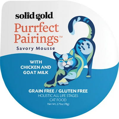 Solid Gold® Purrfect Pairings Grain Free Savory Mousse with Chicken & Goat Milk Cat Food 2.75 Oz case of 18 Solid Gold