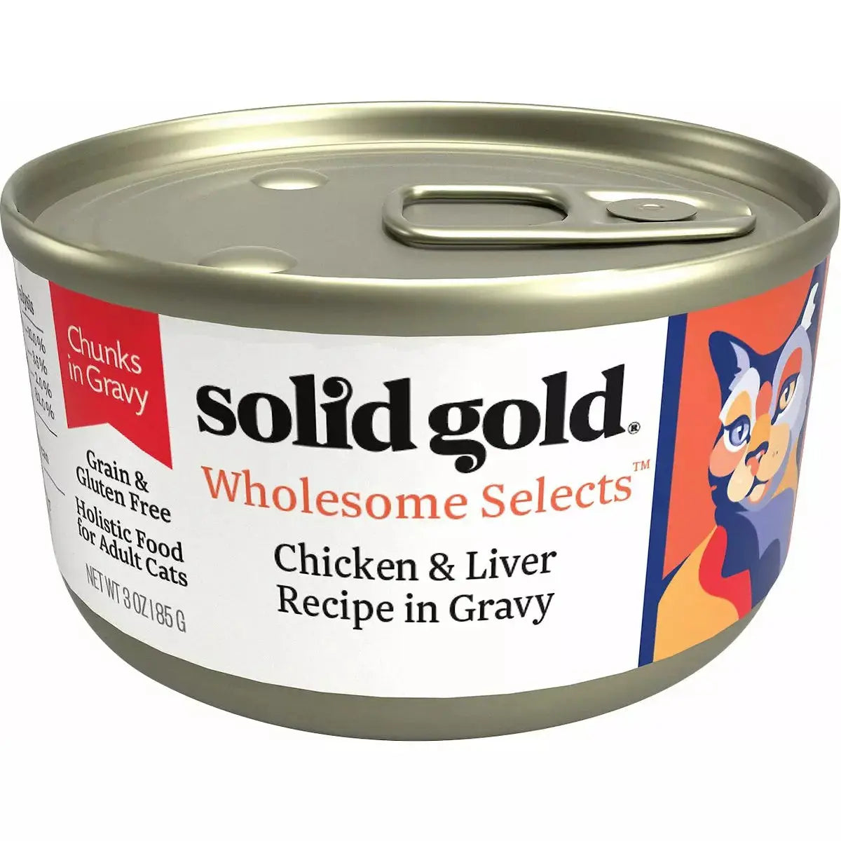 Solid Gold® Wholesome Selects Chicken & Liver Recipe Chunks in Gravy Cat Food 3oz case of 24 Solid Gold