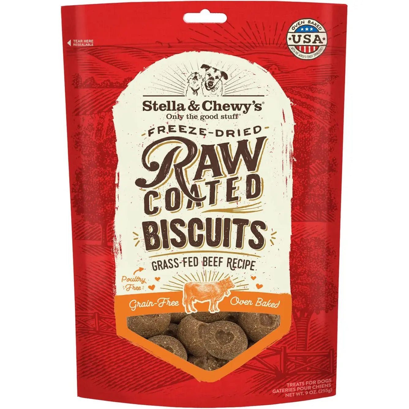 Stella & Chewys Dogs Raw Coated Biscuits Dog Treata 9Oz Stella & Chewy's