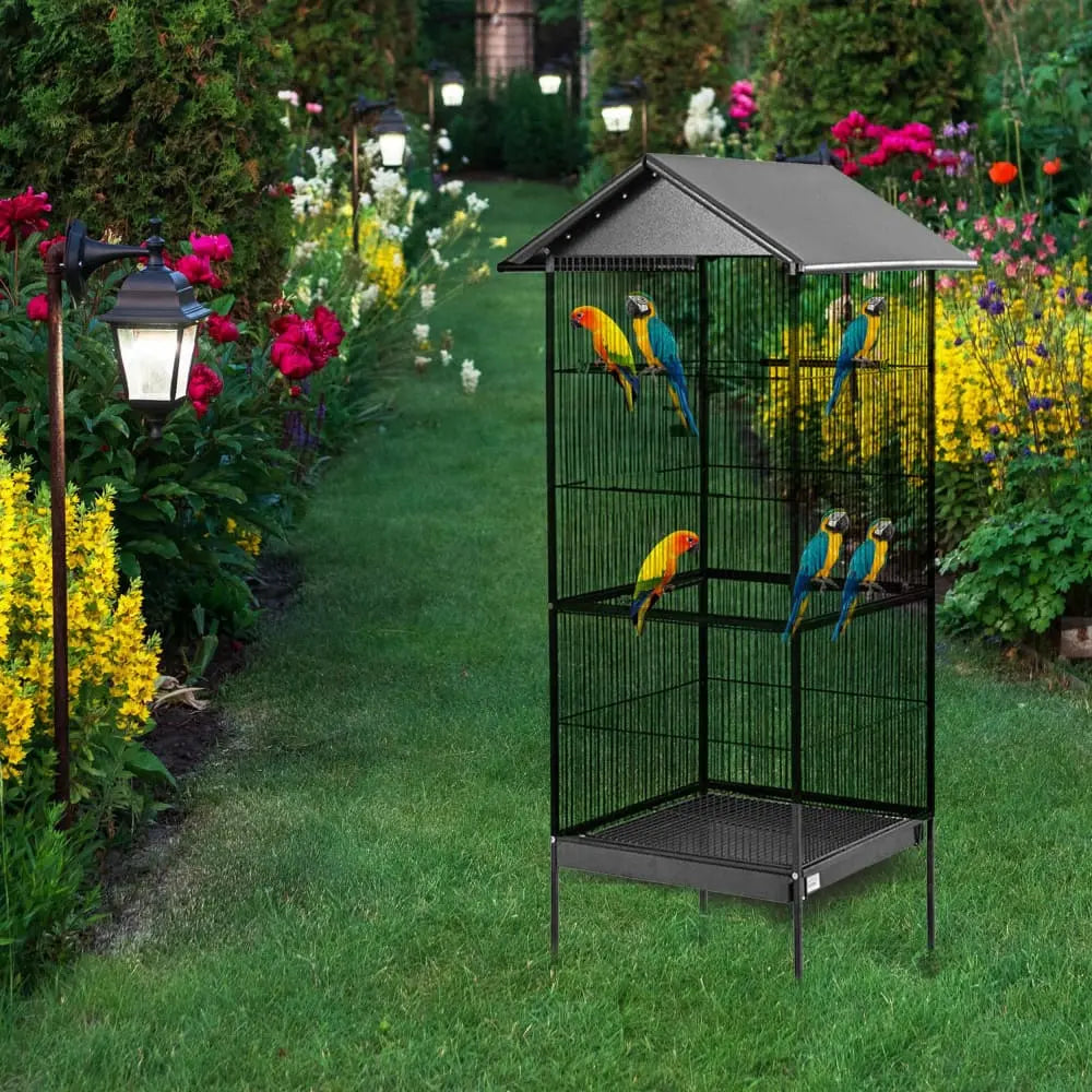 Talis 61 Large Bird Cage with Roof and Lockable Casters Stainless Steel BirdCage for Parrots, Talis Us Bird