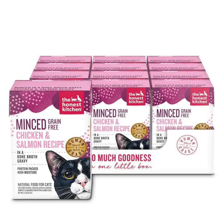 The Honest Kitchen Grain Free Minced Chicken & Salmon in Bone Broth Gravy Wet Cat Food 12/5.5oz The Honest Kitchen