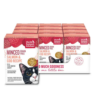 The Honest Kitchen Grain Free Minced Salmon & Cod in Fish Broth Gravy Wet Cat Food 12/5.5oz The Honest Kitchen