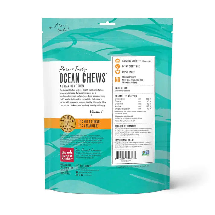 The Honest Kitchen Ocean Chews Crispy Cod Fish Skins Dog Treats The Honest Kitchen