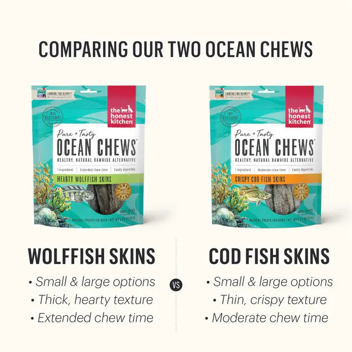 The Honest Kitchen Ocean Chews Crispy Cod Fish Skins Dog Treats The Honest Kitchen