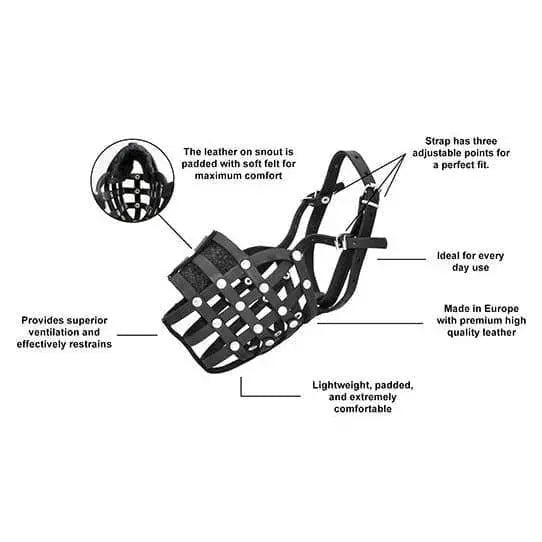 Viper Echo Leather Basket Dog Muzzle Dogline WP