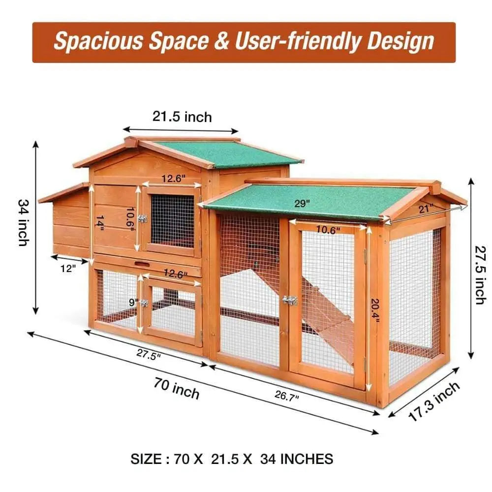 Wooden Chicken Run All-weather Hen House Easy Assembly Convenient Access Backyard Animal Rearing Talis Us