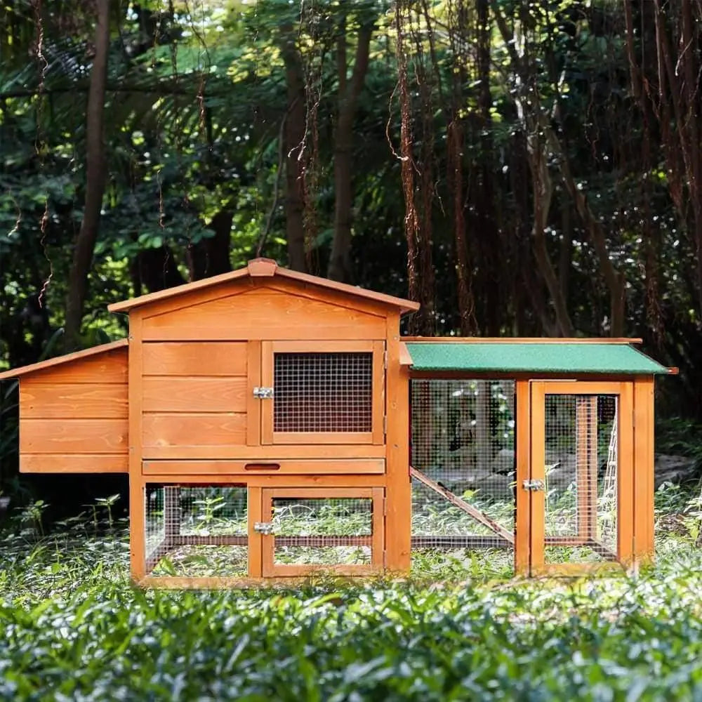 Wooden Chicken Run All-weather Hen House Easy Assembly Convenient Access Backyard Animal Rearing Talis Us