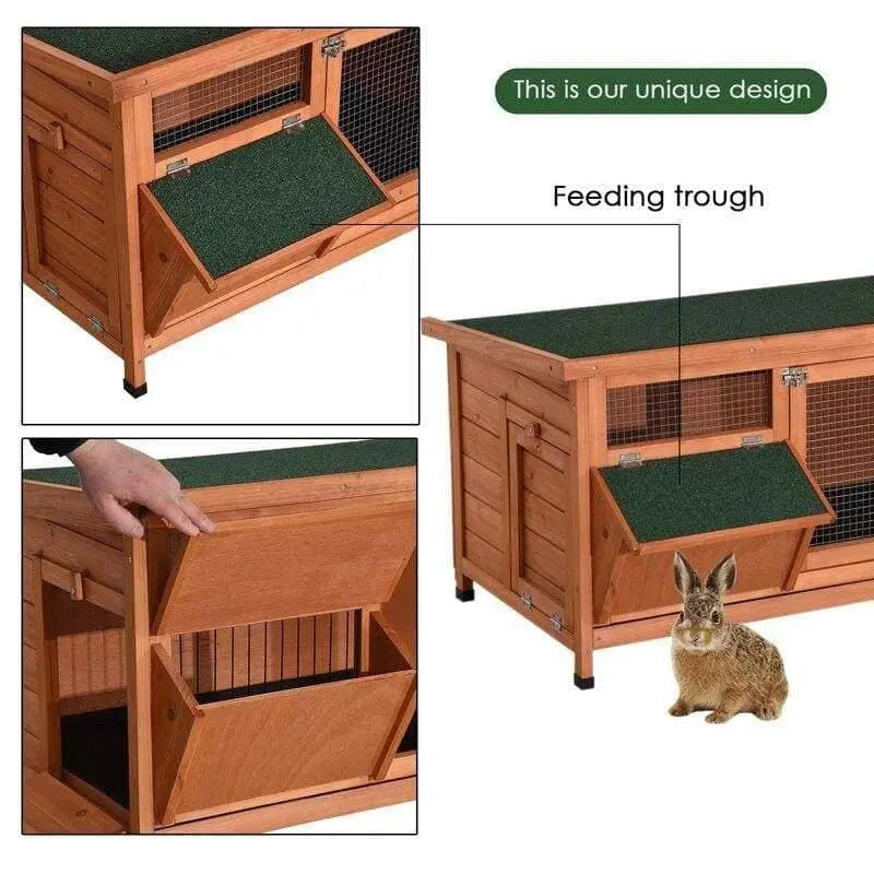 Wooden Outdoor Indoor Hutch with Feeder Talis Us