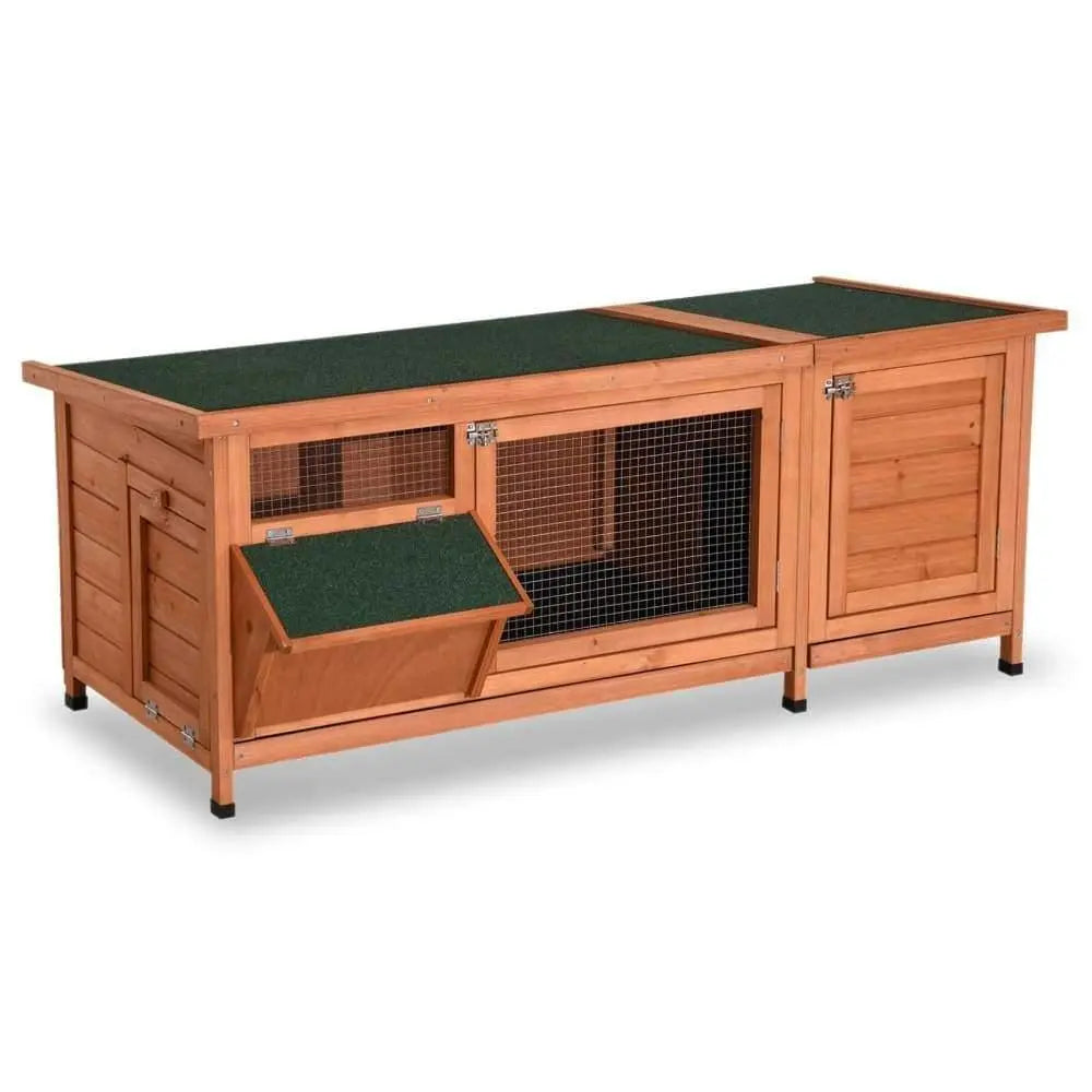 Wooden Outdoor Indoor Hutch with Feeder Talis Us