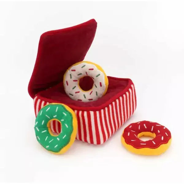 Zippy Paws Holiday Burrow Donutz Box Dog Toys Zippy Paws