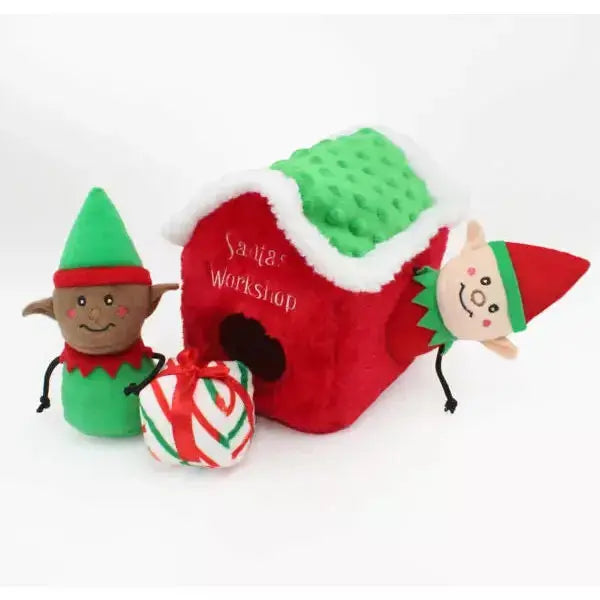 Zippy Paws Holiday Burrow Santa's Workshop Dog Toys Zippy Paws