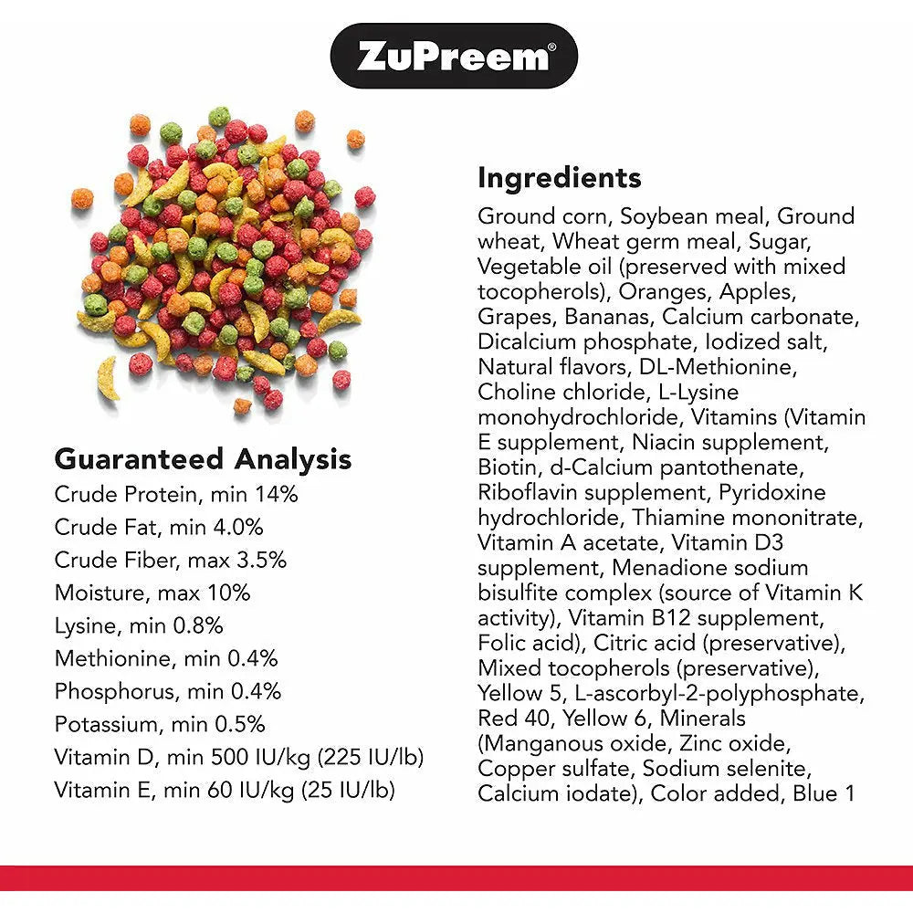 ZuPreem FruitBlend with Natural Flavor Pelleted Bird Food for Medium Birds ZuPreem